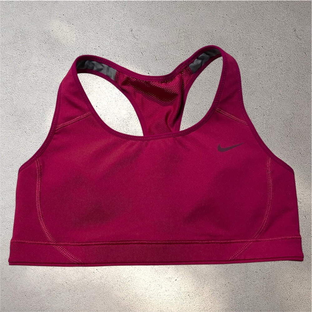 Nike Women’s S Pink Sports Bra Racerback Dri Fit Small Swoosh Non-padded